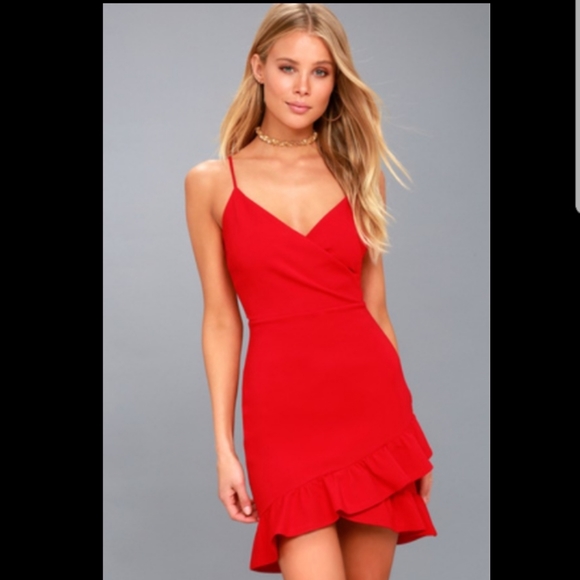 Lulus Dresses & Skirts - Lulu's Sealed with a kiss bodycon frill hem dress